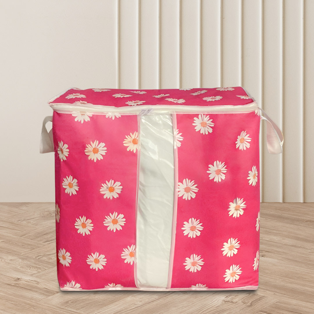 Printed Multipurpose Storage Bag, Storage Bags With Handles, Non Woven Floral Print Storage Organizer, Closet Organizer Printed Multipurpose Storage Bag, Storage Bags With Handles, Non Woven Floral Print Storage Organizer, Closet Organizer
